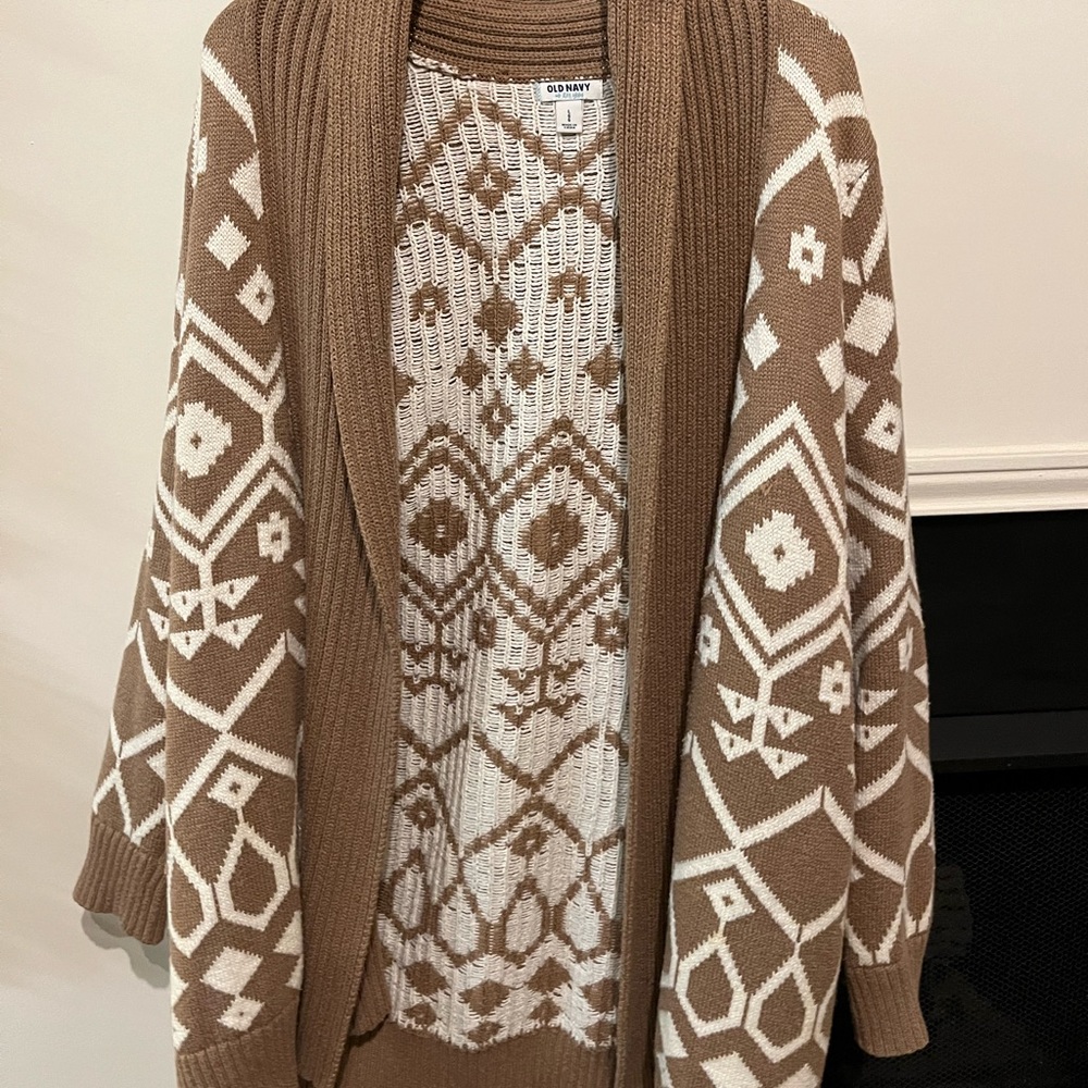 Mid length sweater-style cardigan